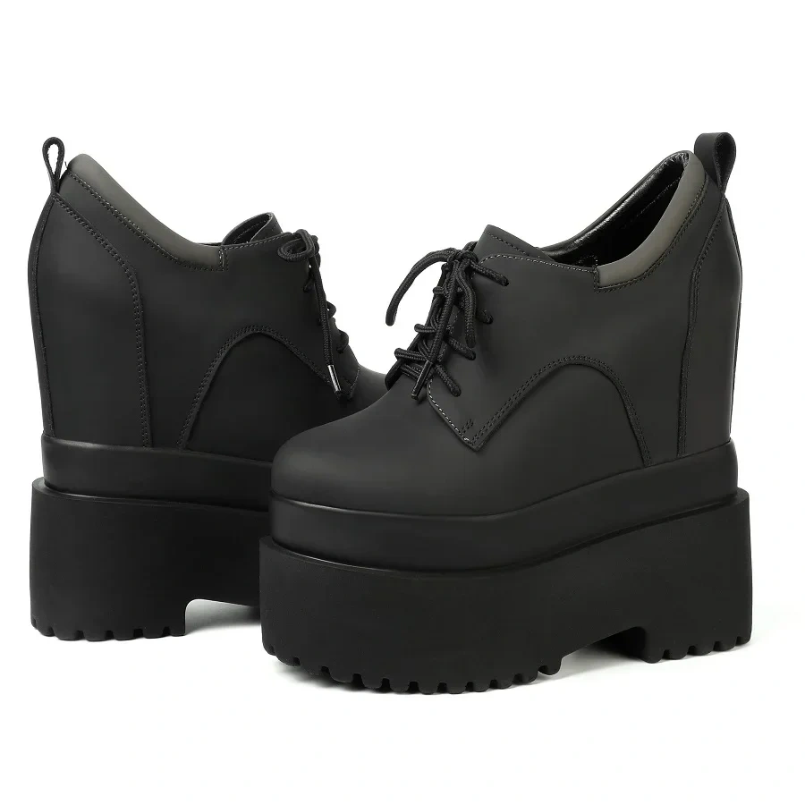Spring Autumn New Leisure Height Increasing 16 CM High Heels Platform Size 34-39 Cross-tied Genuine Leather Women Modern Pumps