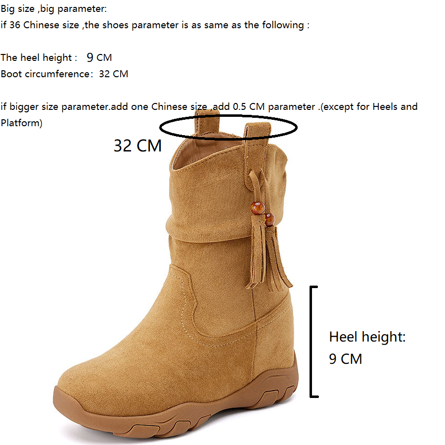 Women's Tassel & Beaded Ankle Boots 9 CM Hidden Heel Short Plush Winter Warm Slip-On Slimming Versatile Casual Spring Autumn 60123