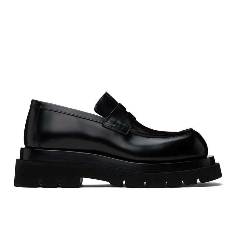 Men Derby Shoes Spring Autumn New British Style Chunky Bottom Platform Slip-On Genuine Leather Male Casual Work Loafers 2305
