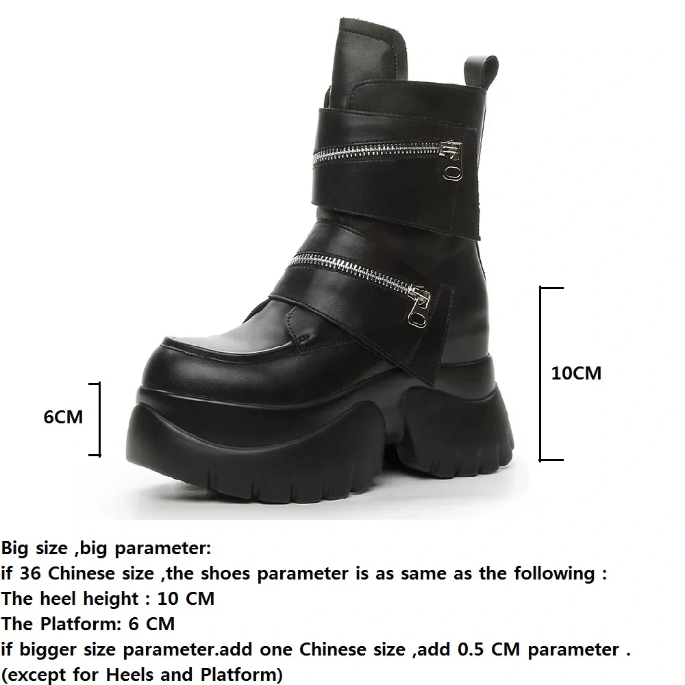 Spring Autumn Winter New Korean Style Slim Height Increasing Platform Pockets Genuine Leather Women Mid-Calf Modern Boots 2411