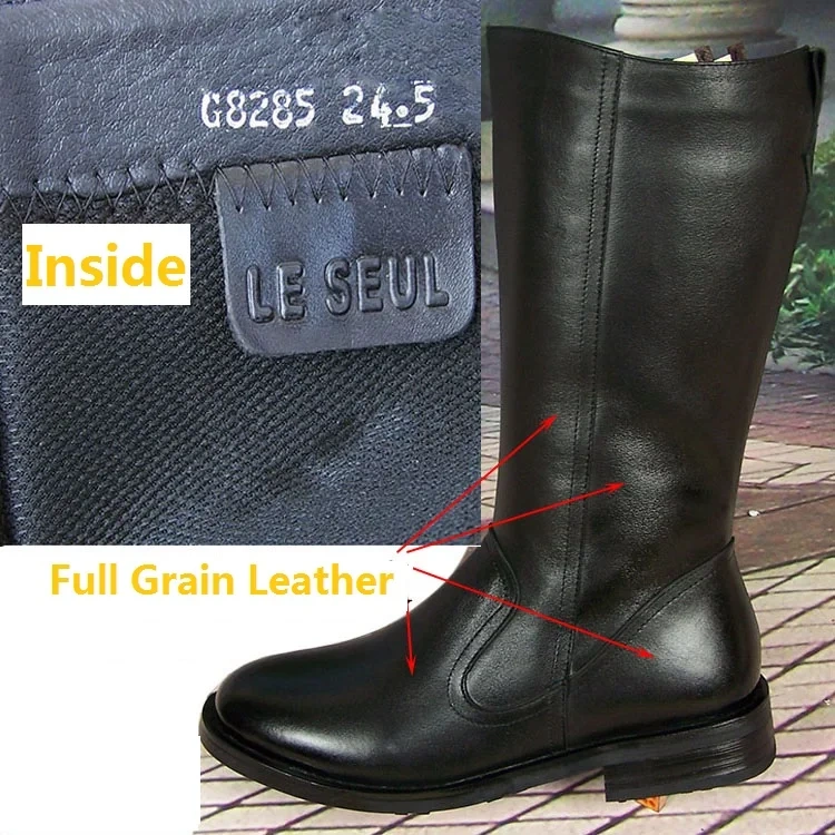 Spring Autumn Real Genuine Leather Plus Size 45 46 Men Knee-High Long Boots Winter Plush Male Knight Equestrian Botas