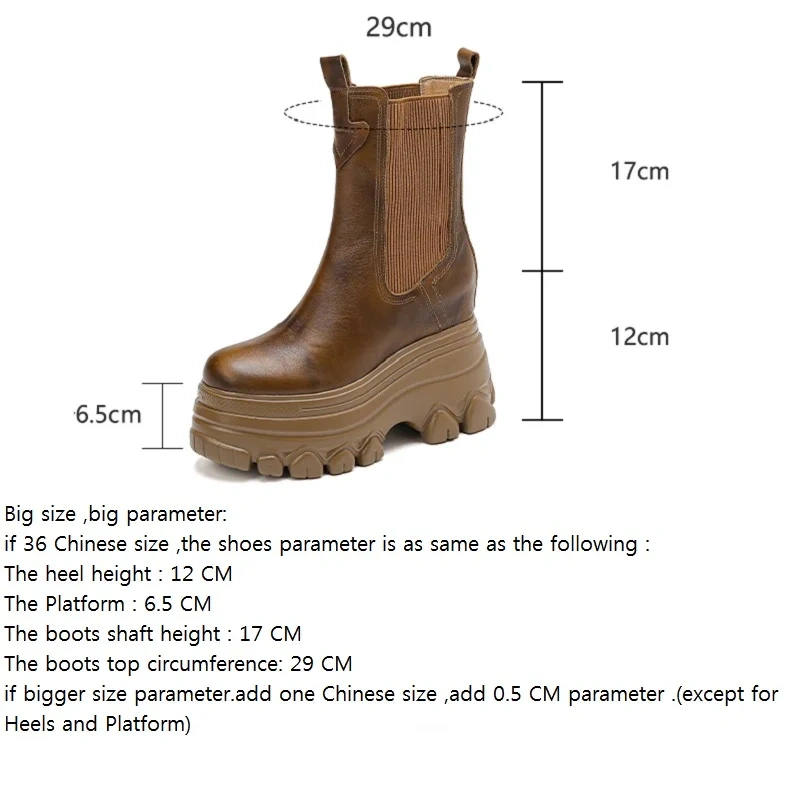 Spring Autumn Winter New British Style Slim Height Internal Platform Genuine Leather Women High Top Short Chelsea Boots 2410