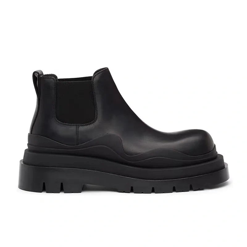 Spring Autumn New British Style Retro Chunky Bottom Platform Sewing Size 38-44 Genuine Leather Men Ankle Short Chelsea Boots