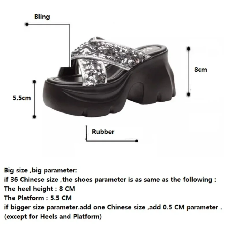 Summer New Korean Fashion Style Super High Heels Platform Peep Toe Cut Out Bling Genuine Leather Women Gladiator Slippers 2411