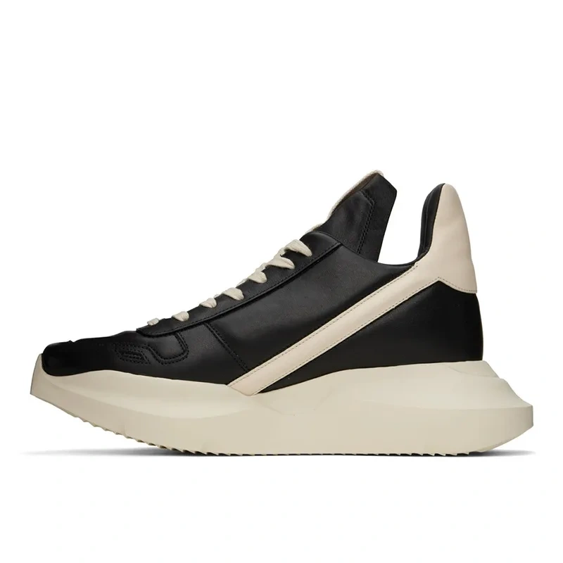 Spring Autumn New British Style Leisure Chunky Bottom Sewing Cross-tied Genuine Leather Men Casual Sneakers Male Board Shoes
