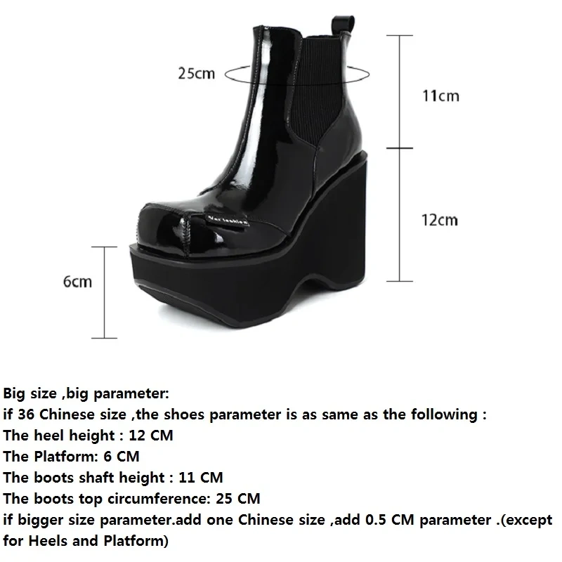 Spring Autumn Winter New British Style Slim 12CM High Heels Wedges Platform Slip-On Cow Leather Women Ankle Short Chelsea Boots