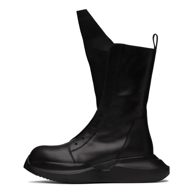 Spring Autumn New Retro Chunky Bottom Platform Genuine Leather Men Luxury Famous Design Half Riding Equestrian Boots 2309