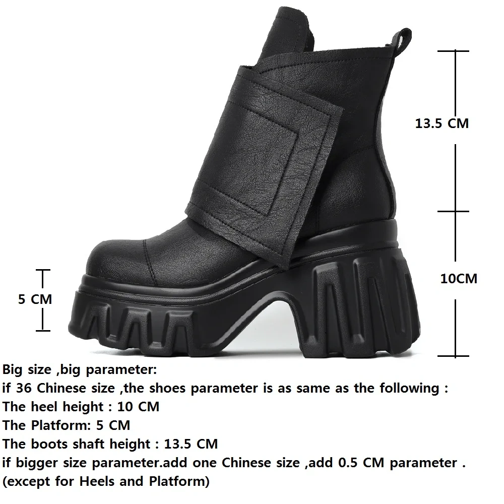 Spring Autumn New Slim 10CM Super High Heels Platform Square Toe Genuine Leather Women Ankle Short Modern Boots Winter Plush