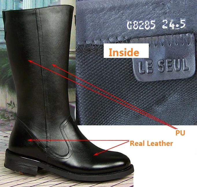 Spring Autumn Real Genuine Leather Plus Size 45 46 Men Knee-High Long Boots Winter Plush Male Knight Equestrian Botas