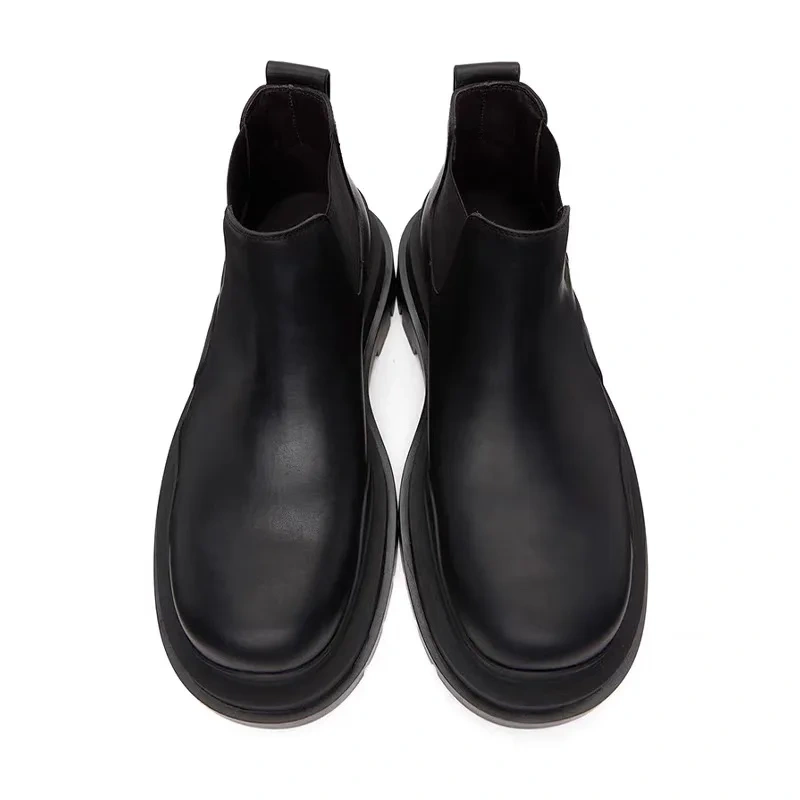 Spring Autumn New British Style Retro Chunky Bottom Platform Sewing Size 38-44 Genuine Leather Men Ankle Short Chelsea Boots