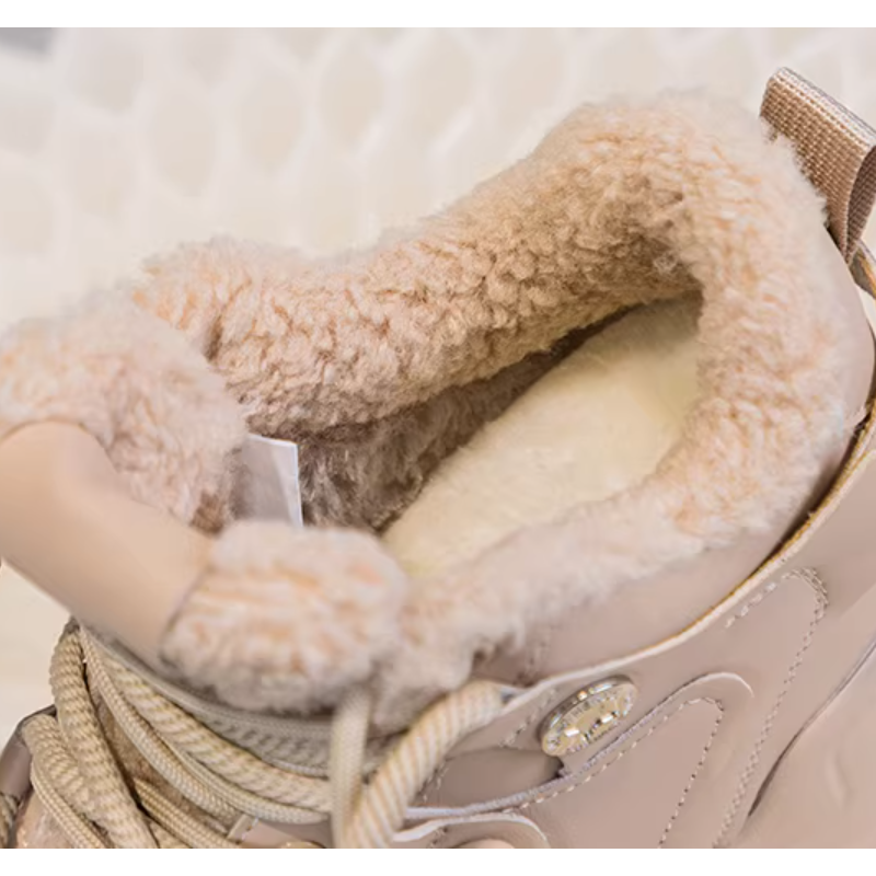 Winter Plush Inside Warm New Slim 12 CM Thick Sole Height Increasing Platform Spring Autumn Breathable Cross-tied Genuine Leather Women Casual Shoes 60124
