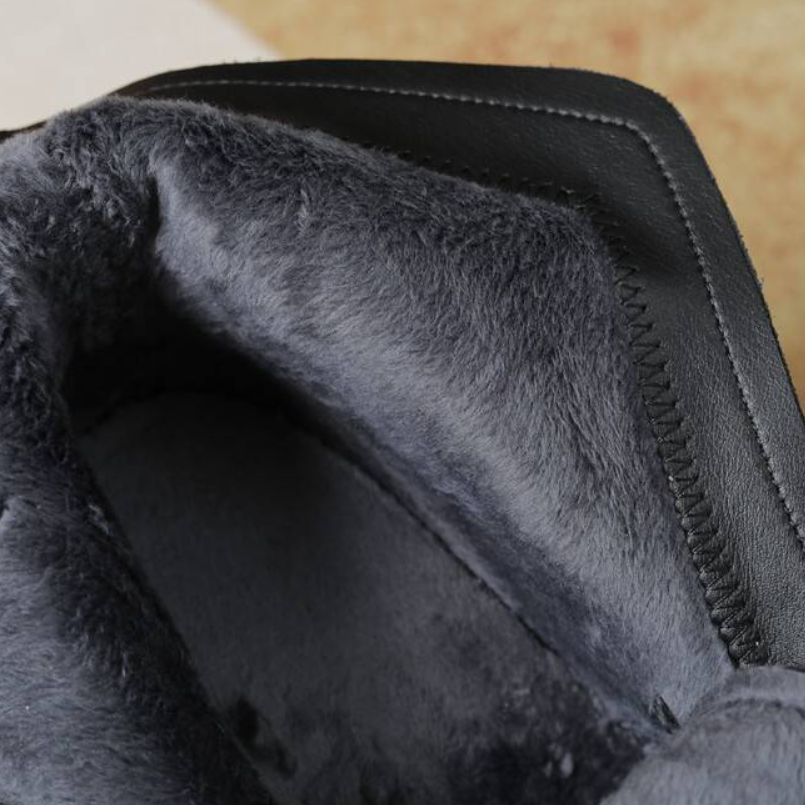 Spring Autumn New Slim 10 CM Super High Block Heels Platform Square Toe Genuine Leather Women Ankle Short Modern Boots Winter Plush 60125
