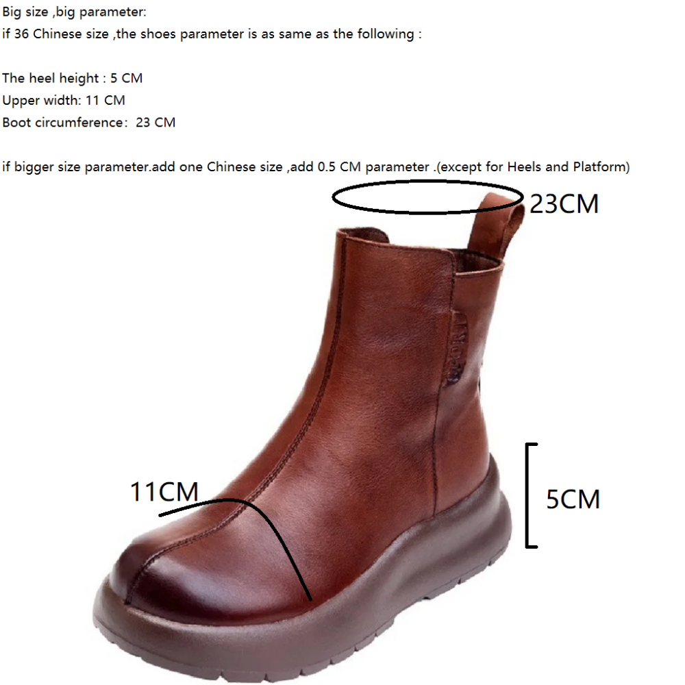 Spring Autumn Winter New British Style Retro Chunky Sole Platform Genuine Leather Zipper Women High Top Motorcycle Boots 2411