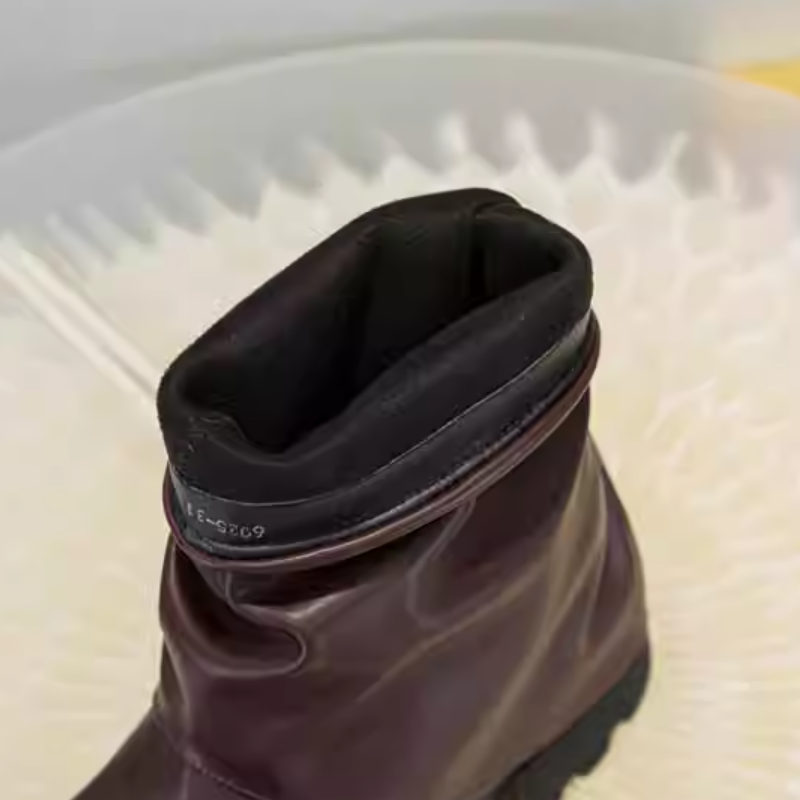 Spring Autumn New British Style Retro 12 CM  Height Internal Platform Square Toe Pleated Trouser-Leg Boots Genuine Leather Women Mid-Calf  Boots 60125
