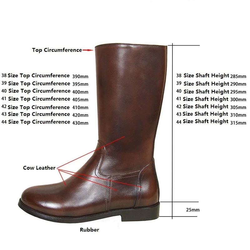 Spring Autumn British Style Thick Heels Brown Full Grain Leather Men Mid-Calf Knight Equestrian Boots Male Half Botas