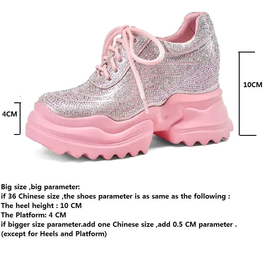 Spring Autumn New Korean Style Sexy Height Increasing Platform Cross-tied Crystal Genuine Leather Women Casual Shoes Sneakers