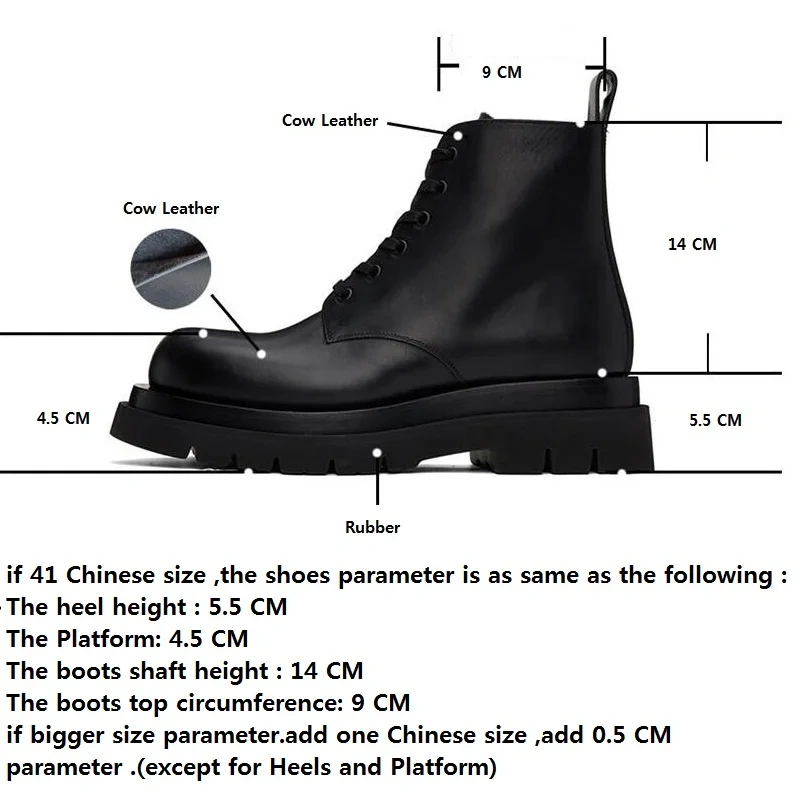 Spring Autumn New British Style Leisure Chunky Bottom Platform Cross-tied Genuine Leather Men Ankle High Top Motorcycle Boots