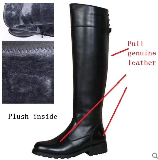 Spring Autumn Men Genuine Leather Mesh Inside High Equestrian Boots Winter Male Plush Long Botas Knight Boots 191125