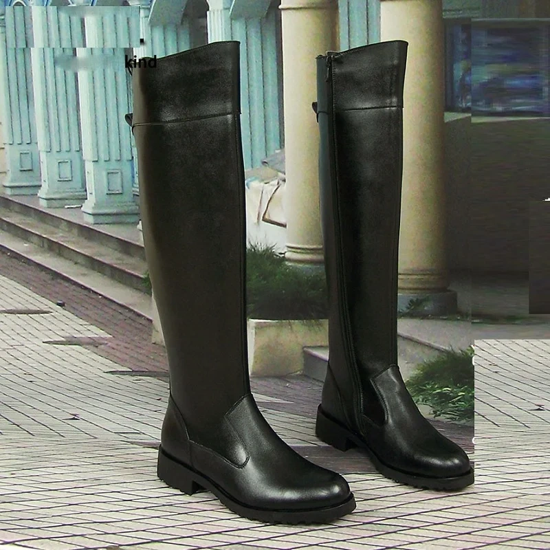 Spring Autumn Men Genuine Leather Mesh Inside High Equestrian Boots Winter Male Plush Long Botas Knight Boots 191125
