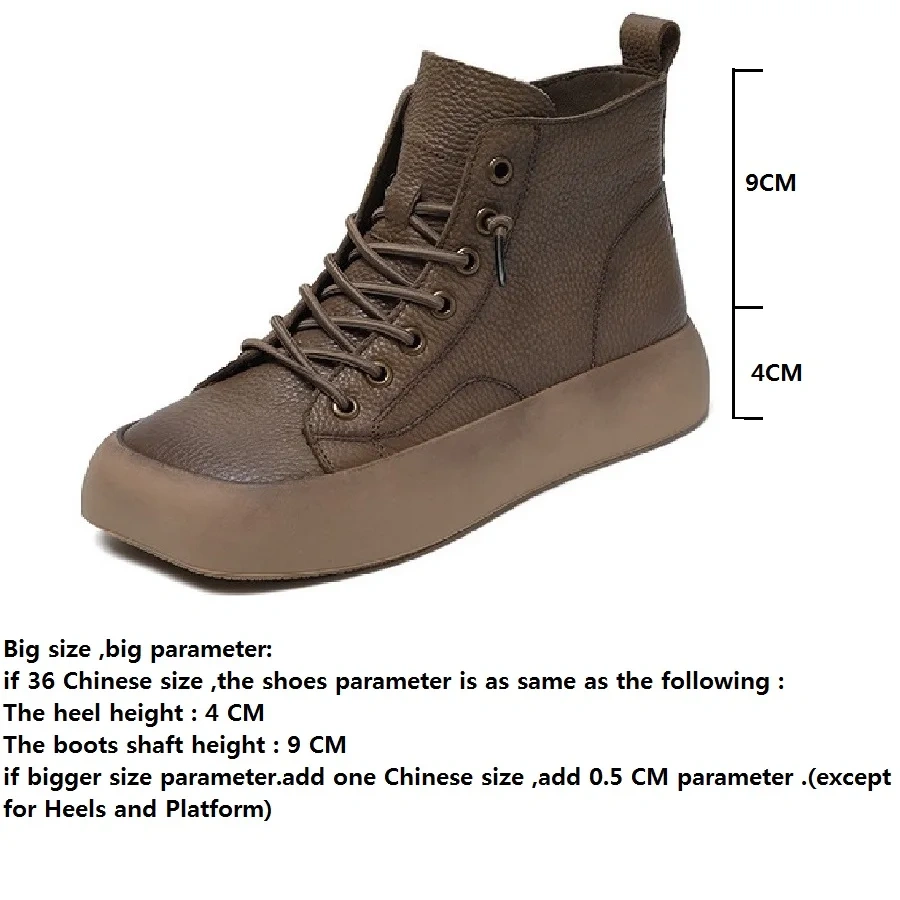 Spring Autumn New Retro Chunky Bottom Platform Square Toe Genuine Leather Women Ankle Short Motorcycle Boots Winter Plush 2401
