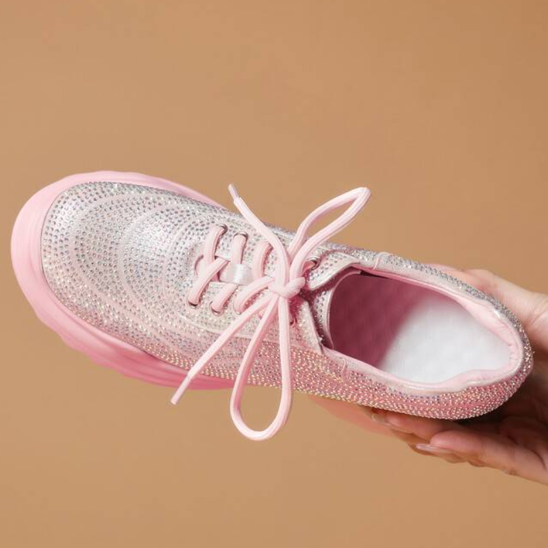 Spring Autumn New Korean Style Sexy Height Increasing Platform Cross-tied Crystal Genuine Leather Women Casual Shoes Sneakers 60127