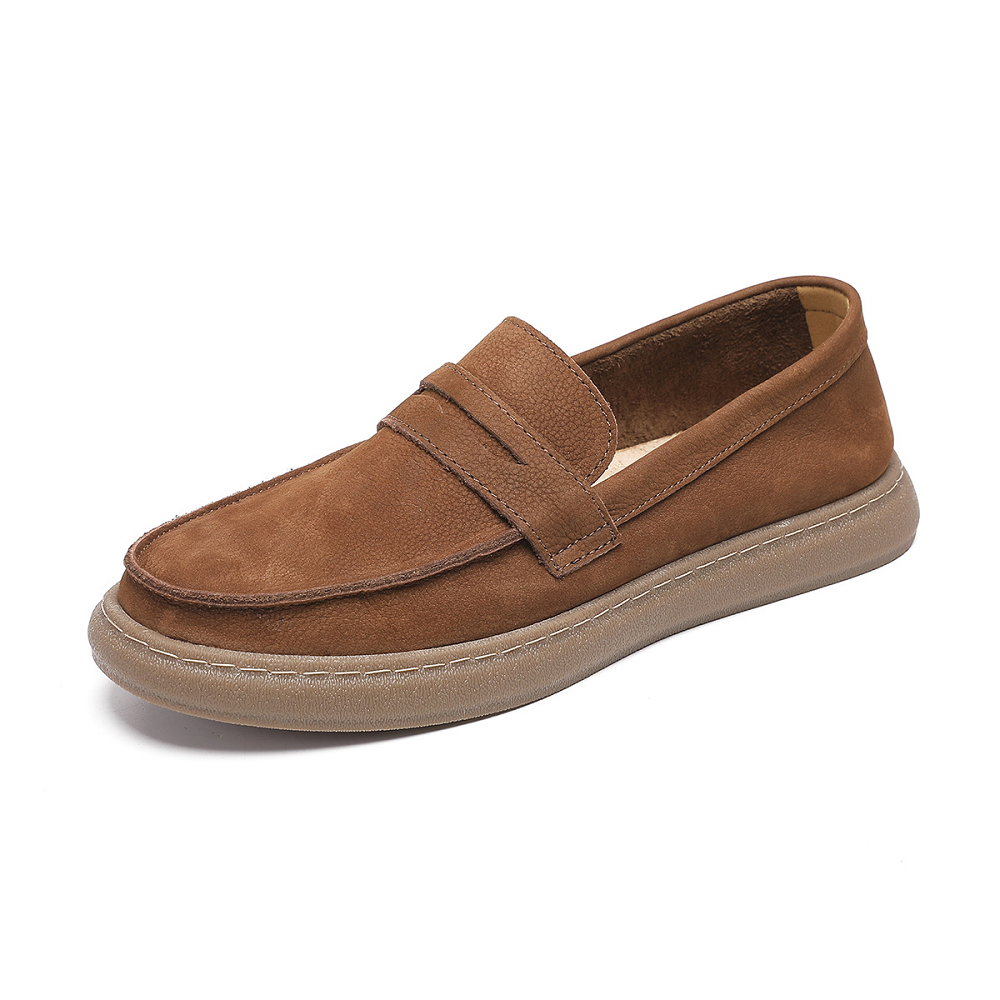 Spring Autumn New British Style Retro Flat Bottom Sewing Slip-On Genuine Leather Men Casual Flats Male Sneakers 2312