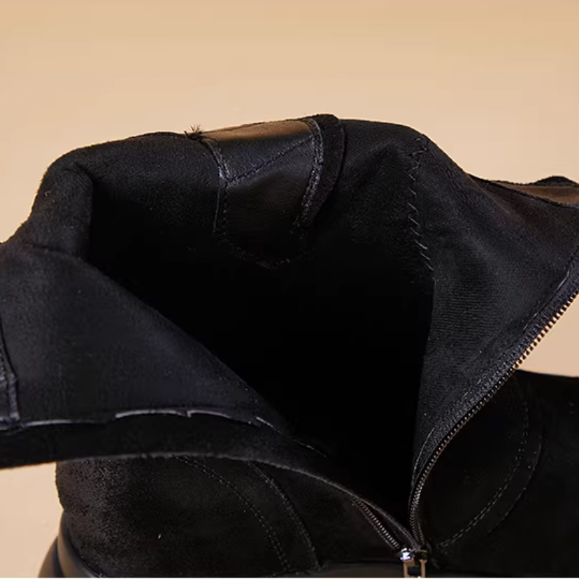 Spring Autumn New British Style Retro 9 CM Height Internal Platform Belt Buckle Genuine Leather Side Zipper Women Ankle Short Equestrian Boots 60130