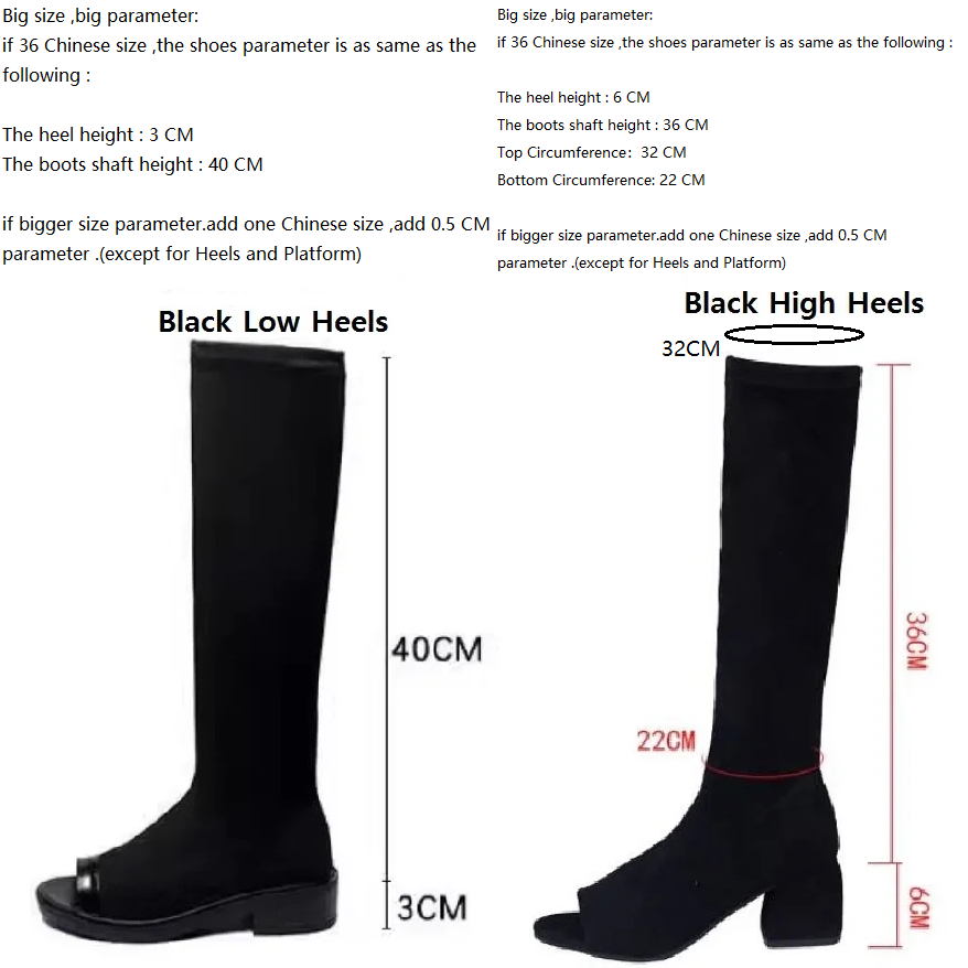 Women Summer New Korean Concise Style Thick High Heels Peep Toe Stretch Fabric Slip-On Knee-High Long Gladiator Black Boots 60202