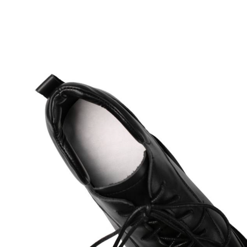 Spring Autumn New Korean Style Slim Height Increasing 16 CM High Heels Platform Lace-Up Genuine Leather Women Modern Pumps 60202