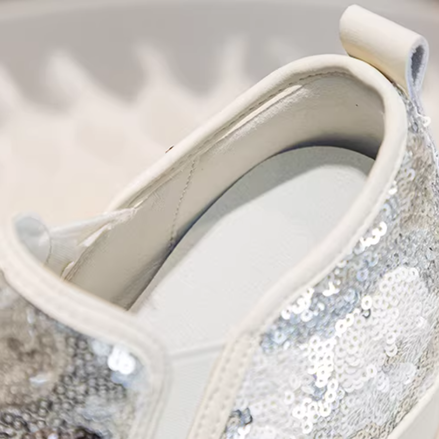 Spring Autumn New Korean Style Slim 12 CM Height Increasing Platform Bling Flowers Slip-On Sequined Cloth Women Casual Shoes Sneakers 60202