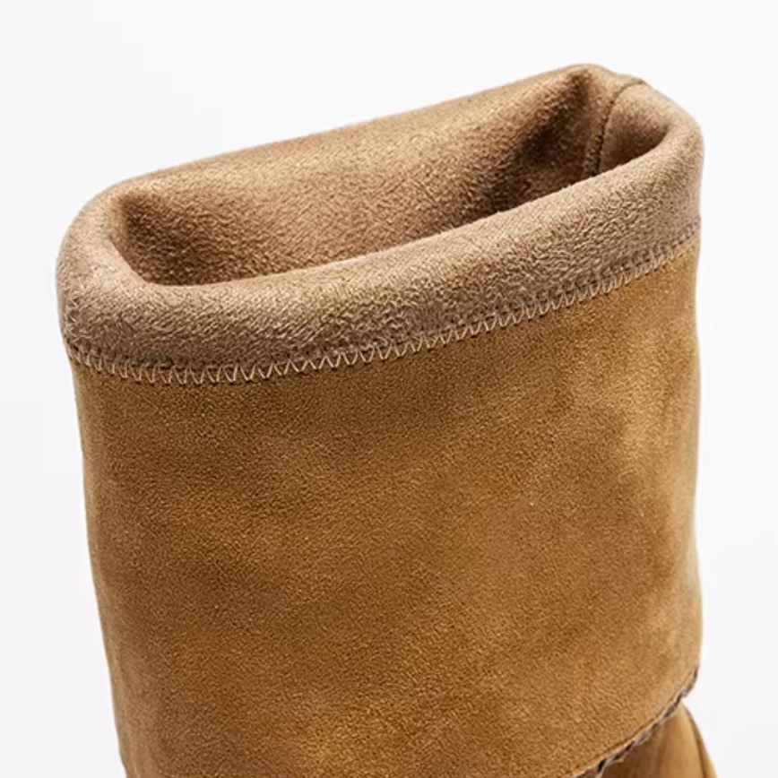 Women Autumn Winter New Mid-Calf Boots Cow Suede Casual Slouch Boots 11 CM Invisible Heel Sewing Zipper Korean Style Cuffed Shaft Half Boots 60203