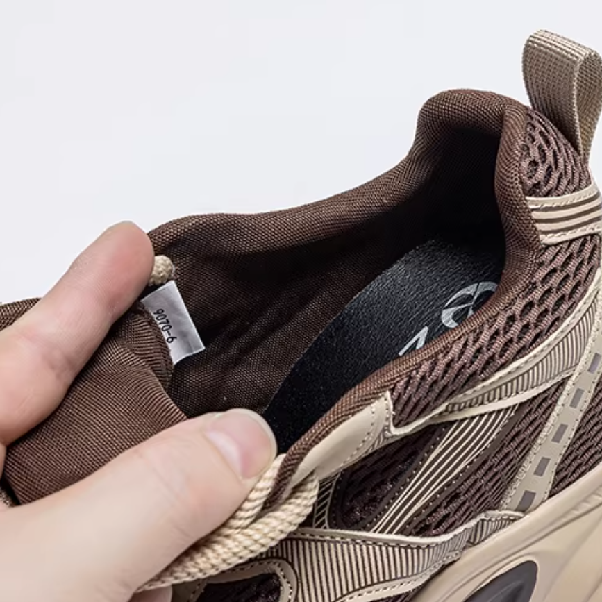 13 CM Casual Women's Spring Autumn New Height Increasing Lace Up Concise Platform  Sneakers Genuine Leather Color Block Versatile Mesh Khaki Shoes 60203