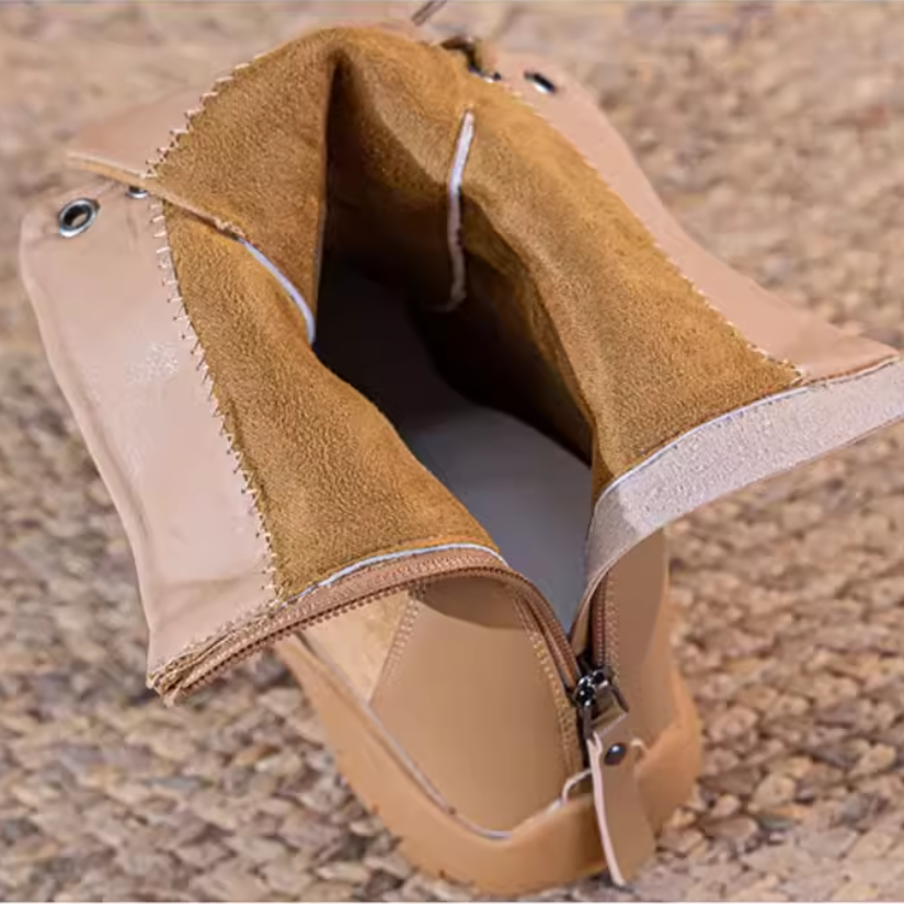 Women's Genuine Leather Ankle Boots Slim 10 CM Hidden Heel Lace Up Autumn 2025 Versatile Petite Friendly Comfort Zipper Buckle 60204