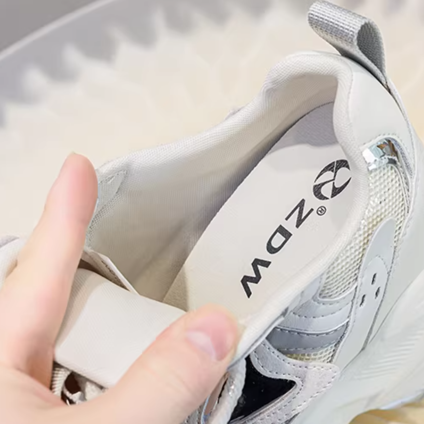 13 CM Women Leisure Casual Height Increasing Spring Autumn Shoes Color Block Genuine Leather Platform Fashion Simple Breathable Lace Up Sneakers 60206