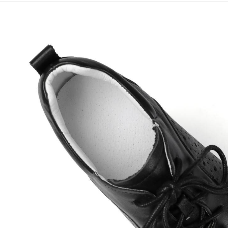 Spring Summer Autumn New Fashion Slim 16 CM Height Increasing Platform Cut Out Cross-tied Genuine Leather Women Casual Shoes Sneakers 60207