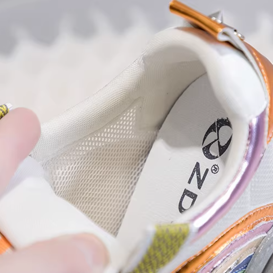 Spring Autumn New Slim 11 CM Height Increasing Platform Metal Chain Rainbow Colors String Bead Pearl Mesh Genuine Leather Women Casual Shoes Sneakers 60212
