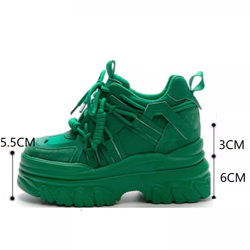 Spring Autumn New Korean Style Slim Height Increasing Platform Cross-tied Genuine Leather Women Casual Shoes Ladies Sneakers