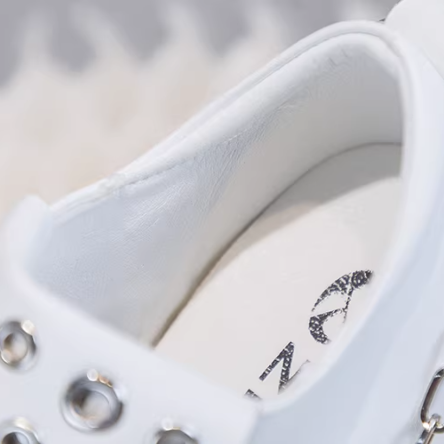 Spring Autumn New Punk Style 12 CM Height Increasing Platform Metal Chain Fringe Genuine Leather Women Casual Shoes Sneakers 60212