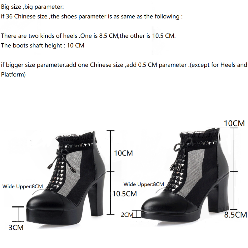 Summer New Fashion Thick High Heels Platform Bowknot Bling Crystal Hollow Out Mesh Genuine Leather Women Ankle Short Modern Boots 60213