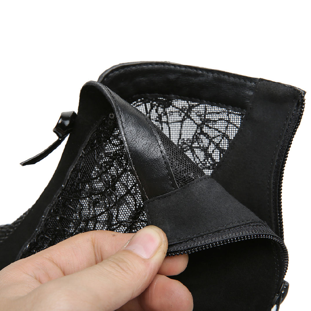 6 CM Mid Heel Nubuck Leather Lace Mesh Bowknot Summer Women Fashion Sandals Ankle Boots Back Zipper Genuine Leather Winter Short Plush Shoes Plus Size 32-42 60213