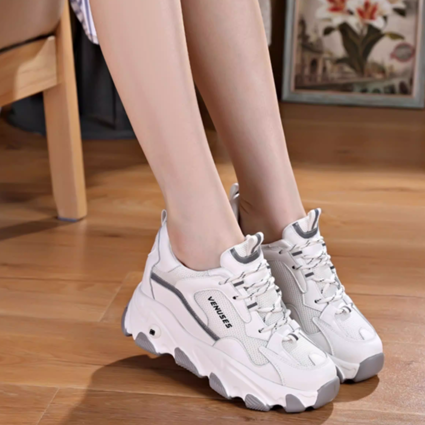 Summer Spring Autumn Breathable Women Round Toe Chunky Bottom 8 CM Height Increasing Elevator Sneakers Fashion Winter Short Plush Leisure Shoes 60213