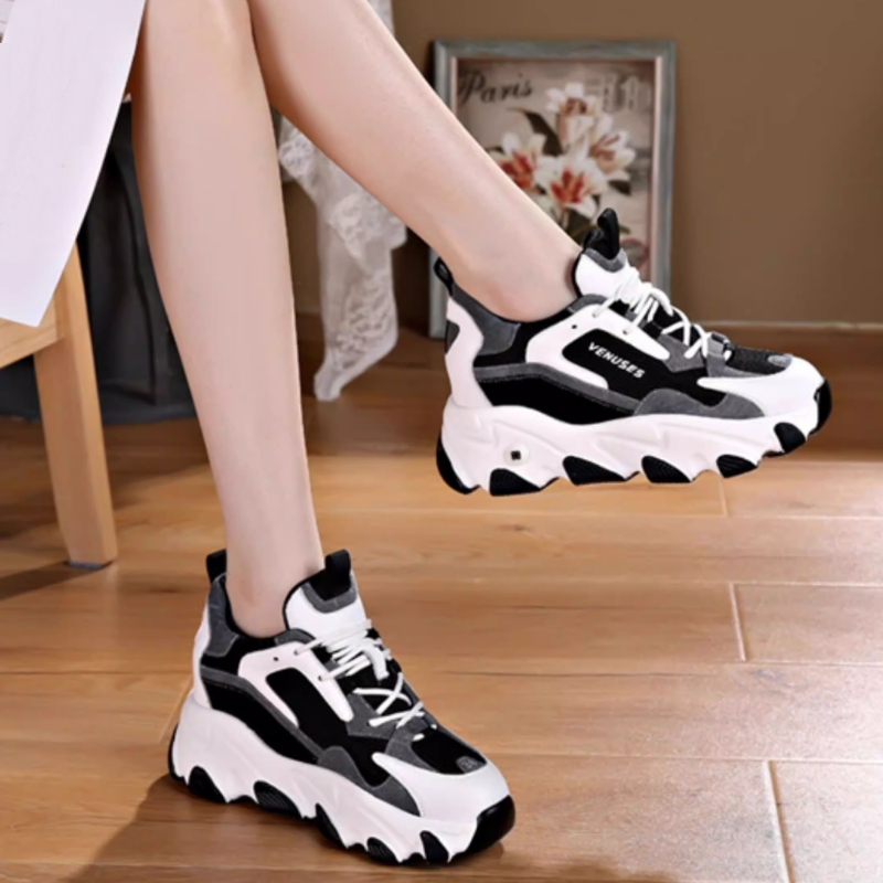 Summer Spring Autumn Breathable Women Round Toe Chunky Bottom 8 CM Height Increasing Elevator Sneakers Fashion Winter Short Plush Leisure Shoes 60213