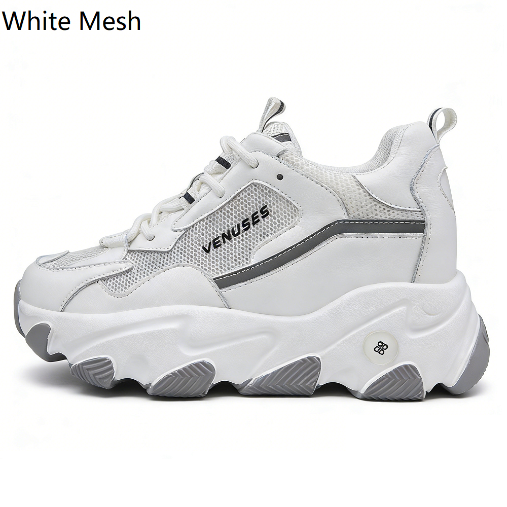 Summer Spring Autumn Breathable Women Round Toe Chunky Bottom 8 CM Height Increasing Elevator Sneakers Fashion Winter Short Plush Leisure Shoes 60213