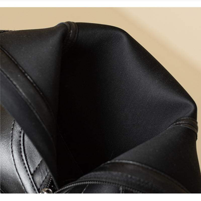 Spring Autumn New British Style Fashion Thick High Heels Square Toe Sewing Platform Patent Leather Women Mid-Calf Modern Boots
