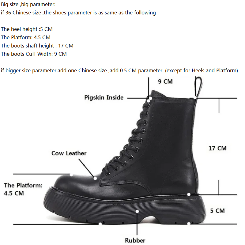 Spring Autumn British Style Chunky Bottom Platform Sewing Cross-tied Genuine Leather Men Mid-Calf High Top Motorcycle Boots 60225