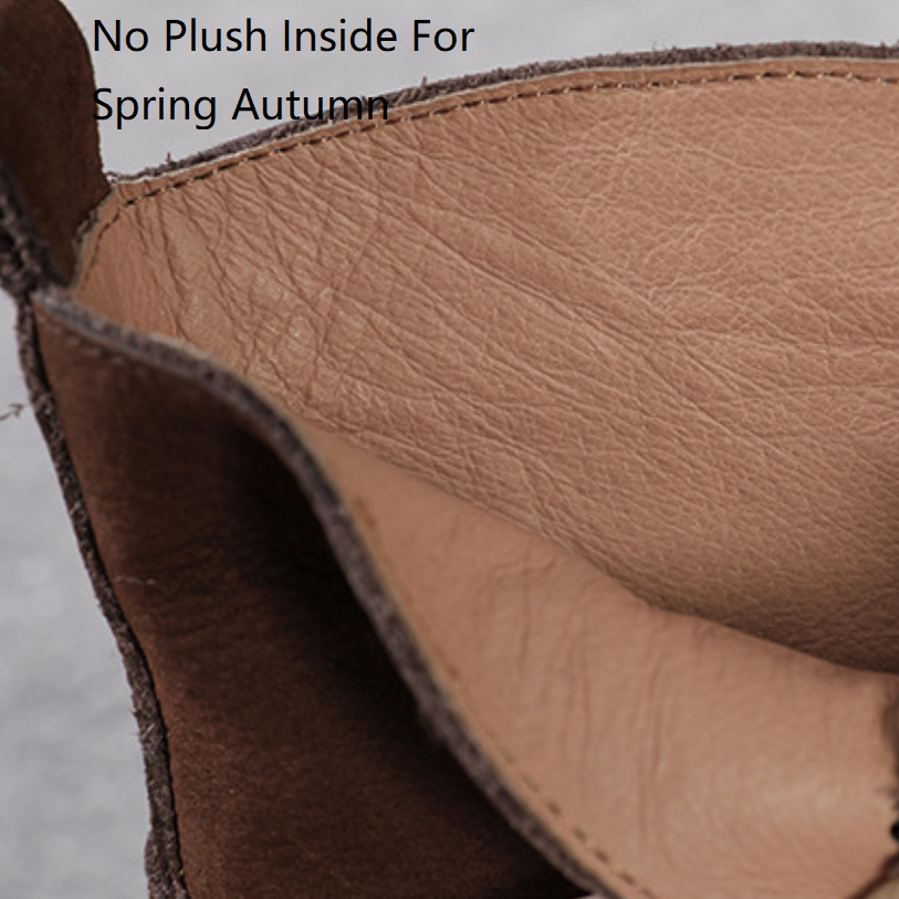 Spring Autumn New Retro Flat Bottom Sewing Cross-tied Elastic Band Patchwork Genuine Leather Women Ankle Short Work Safety Boots Winter Plush 60225
