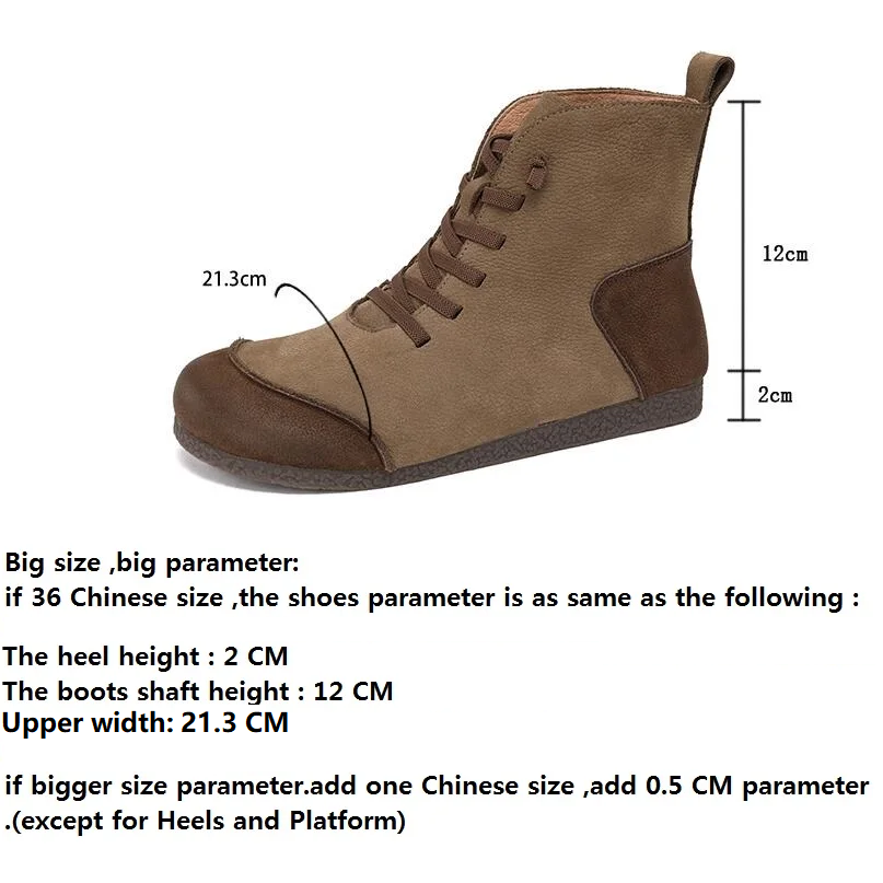 Spring Autumn New Retro Flat Bottom Sewing Cross-tied Elastic Band Patchwork Genuine Leather Women Ankle Short Work Safety Boots Winter Plush 60225