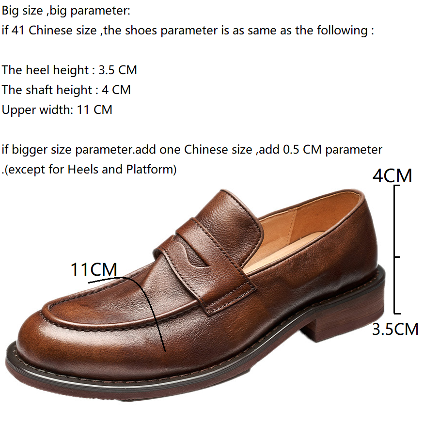 Spring Autmun New Arrival British Style Retro Thick Heels Round Toe Slip-On Sewing Full Grain Leather Men Loafers Shoes 60226