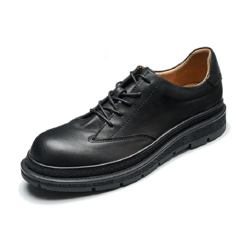 Spring Summer Autumn Fashion Leisure British Style Chunky Bottom New Arrival Cross Tied Genuine Cow Leather Shallow Mouth Single Shoes 60226