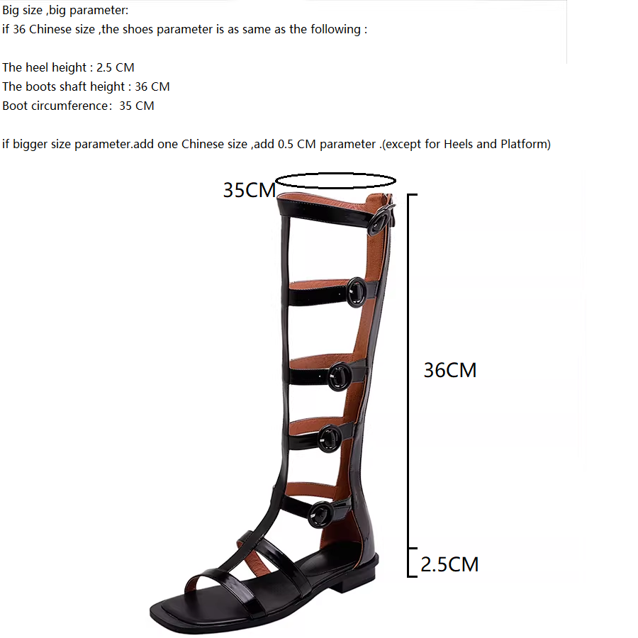 Summer New Fashion Wedges Peep Toe Buckles Belt Narrow Band Cut Out Genuine Leather Back Zipper Women Knee-High Long Gladiator Boots 60226